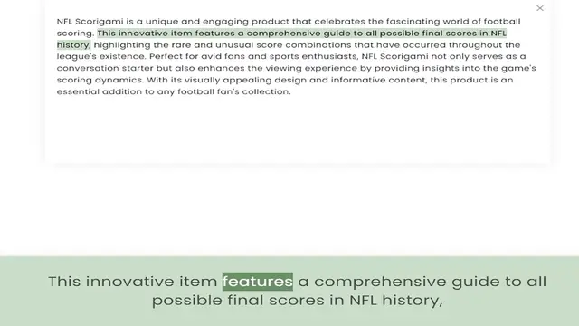 Video thumbnail for scoring. This innovative item features a comprehensive guide to all possible final scores in NFL history, highlighting the rare and unusual score combinations that have occurred throughout the league's existence. Perfect for avid fans and