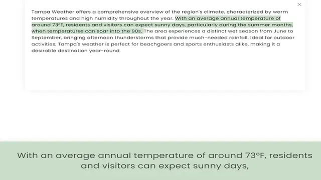 Video thumbnail for temperatures and high humidity throughout the year. With an average annual temperature of around 73°F, residents and visitors can expect sunny days, particularly during the summer months, when temperatures can soar into the 90s. The area