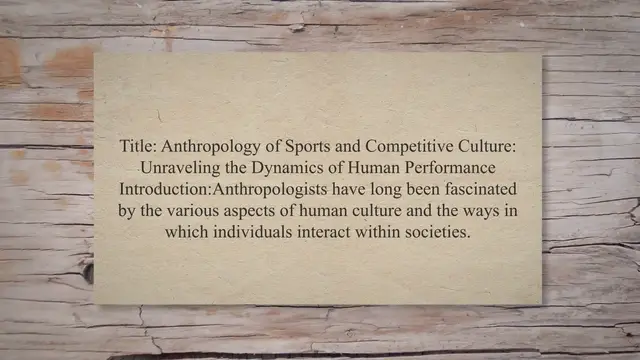Video thumbnail for Anthropology of sports and competitive culture