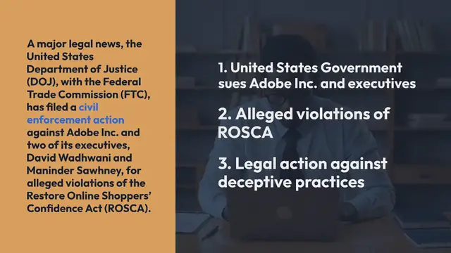 Video thumbnail for U.S. Government Sues Adobe Over Subscription Cancellation Process
