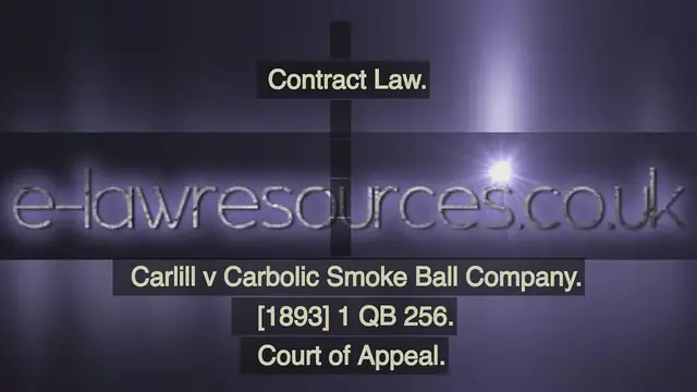 Video thumbnail for Carlill v Carbolic Smoke Ball Company www.e-lawresources.co.uk