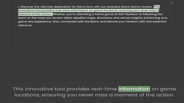 Video thumbnail for innovative tool provides real-time information on game locations, ensuring you never miss a moment of the action. Whether you're attending a home game at SoFi Stadium or following the team on the road, our locator offers detailed maps
