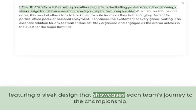 Video thumbnail for sleek design that showcases each team's journey to the championship. With clear matchups and dates, this bracket allows fans to track their favorite teams as they battle for glory. Perfect for parties, office pools, or personal enjoyment,