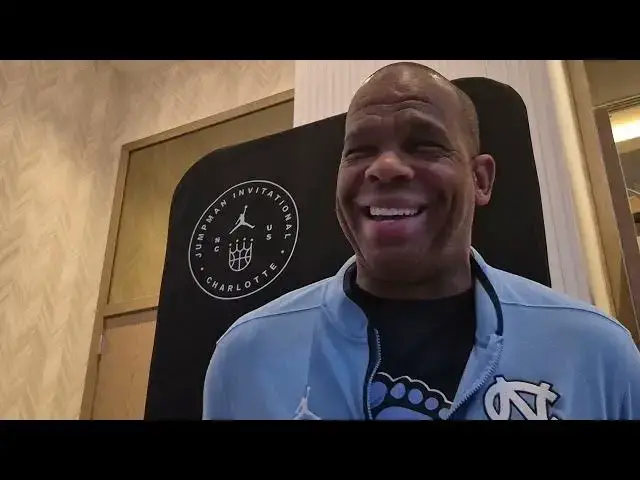 'Video thumbnail for #UNC coach Hubert Davis press conference in Charlotte ahead of Tuesday's game with Florida'