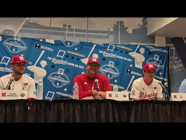 'Video thumbnail for Nebraska press conference with Cayden Brumbaugh, Coach Will Bolt and Ty Horn. #huskers #nebraska'