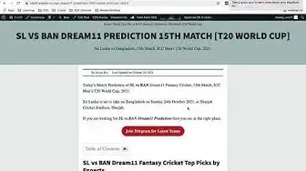 Video thumbnail for SL vs BAN Dream11 Prediction SL vs BAN Dream11 Team SL vs BAN Dream11 15th Match T20 World Cup
