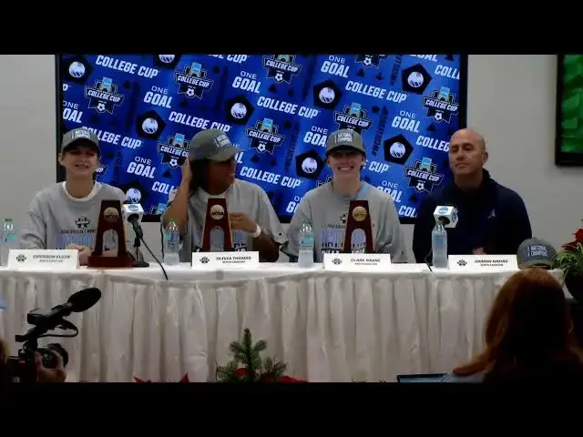 'Video thumbnail for #UNC players Emerson Elgin, Olivia Thomas, Clare Gagne & Coach Damon Nahas after winning NCAA title'