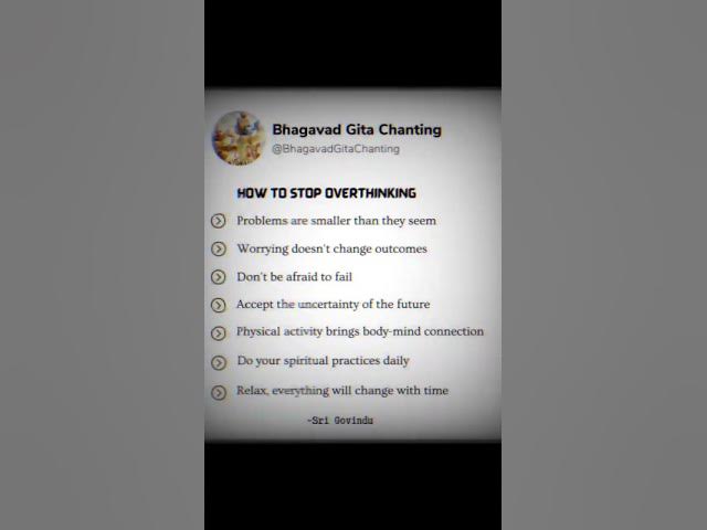 Video thumbnail for Stop overthinking 😌✅💯🤞 #bhagavadgita #sanatandharma #quotes #lifelessons #lordkrishna #shorts