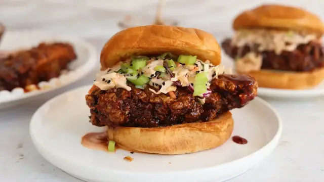 Video thumbnail for Saucy Korean Fried Chicken Sandwich Recipe