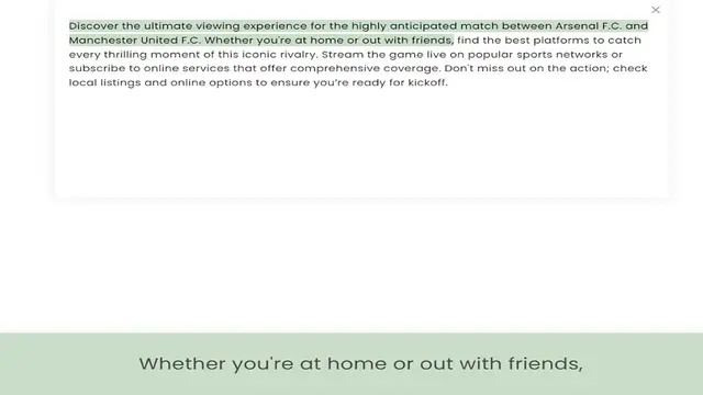 Video thumbnail for Manchester United F.C. Whether you're at home or out with friends, find the best platforms to catch every thrilling moment of this iconic rivalry. Stream the game live on popular sports networks or subscribe to online services that offer