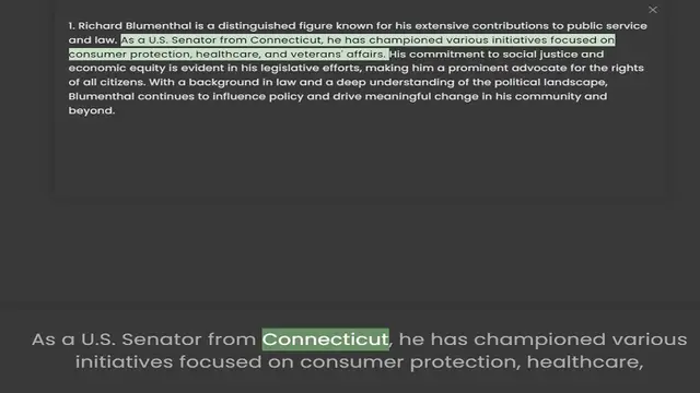 Video thumbnail for and law. As a U.S. Senator from Connecticut, he has championed various initiatives focused on consumer protection, healthcare, and veterans' affairs. His commitment to social justice and economic equity is evident in his legislative effor