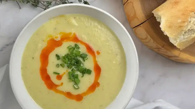 'Video thumbnail for Ultra Creamy Potato Leek Soup Recipe'