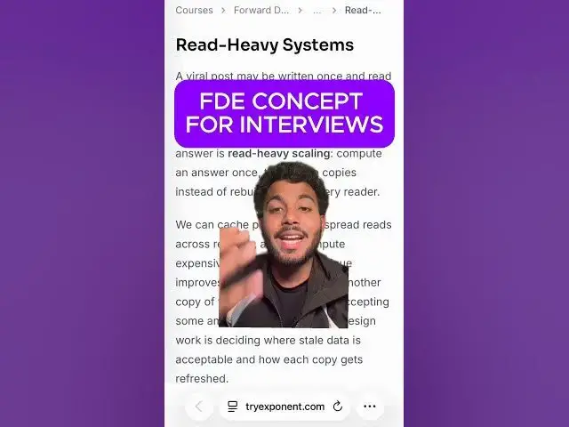 Video thumbnail for Here’s a FDE concept asked at big tech interviews!