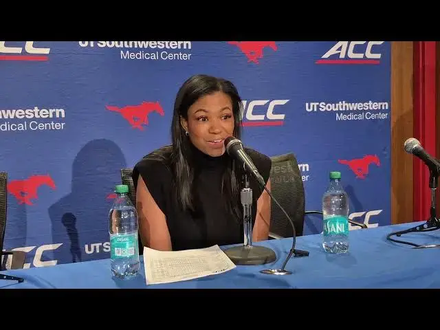 'Video thumbnail for SMU coach Toyelle Wilson after her Mustangs got blown out by #UNC'