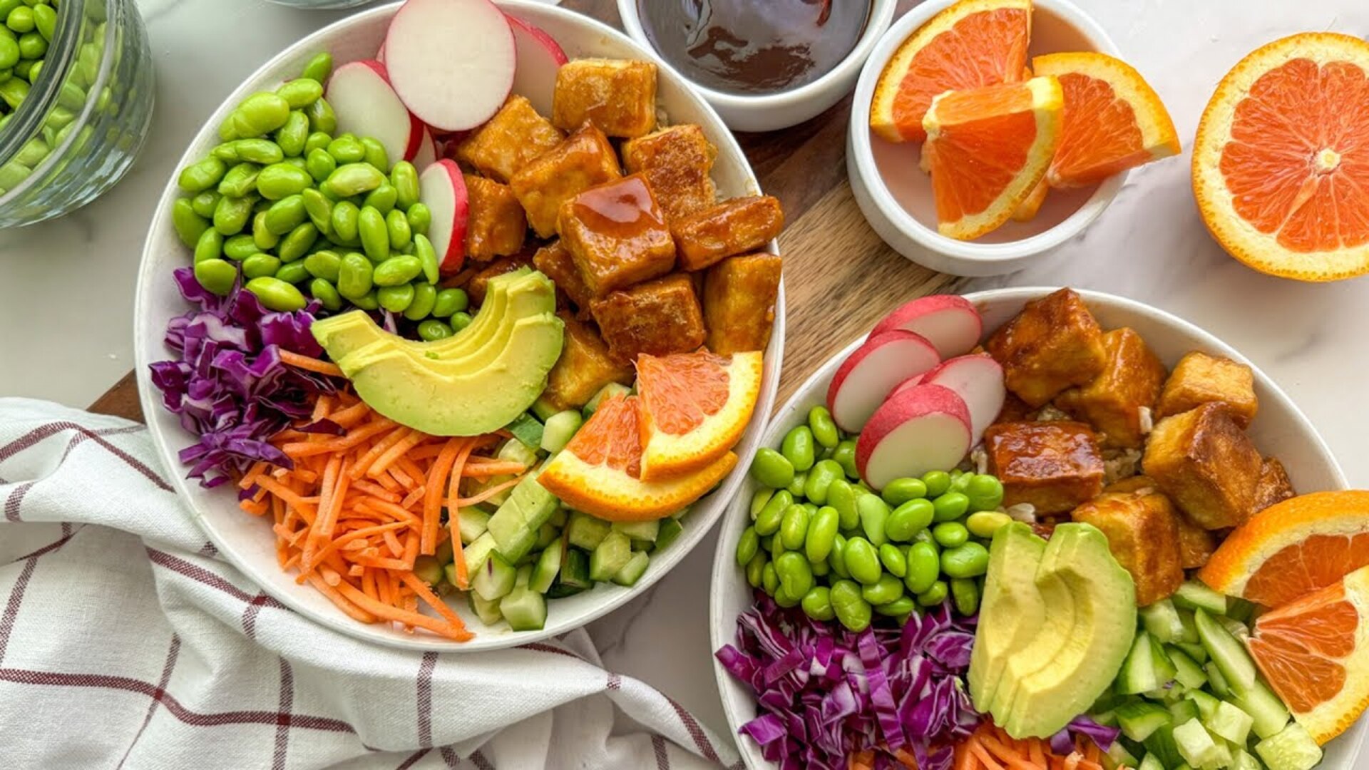 Video thumbnail for Orange (And Purple And Green) Tofu Bowls Recipe
