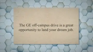 'Video thumbnail for General Electric Off Campus Drive For Fresher | 2023/2024 Batch'
