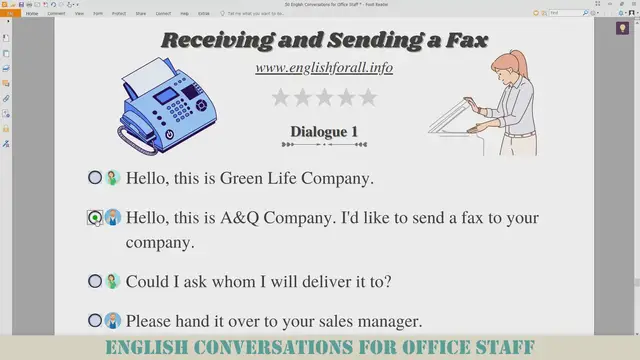 Video thumbnail for Receiving and Sending a Fax -  English Conversations for Office Staff