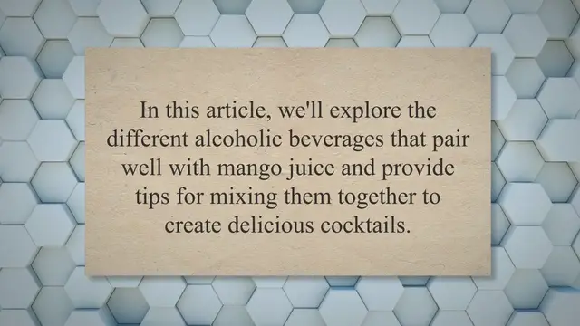 'Video thumbnail for Mango Magic: A Guide to Pairing Alcohol with Mango Juice'