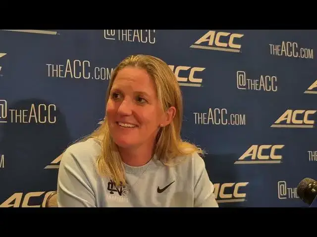 'Video thumbnail for #UNC coach Courtney Banghart answers questions at ACC Tipoff from the breakout room'