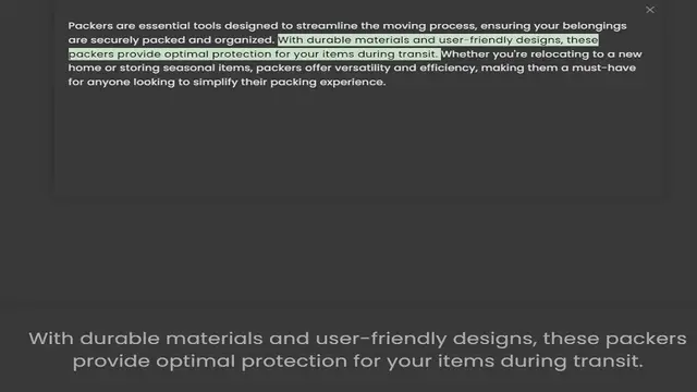 Video thumbnail for are securely packed and organized. With durable materials and user-friendly designs, these packers provide optimal protection for your items during transit. Whether you're relocating to a new home or storing seasonal items, packers offer