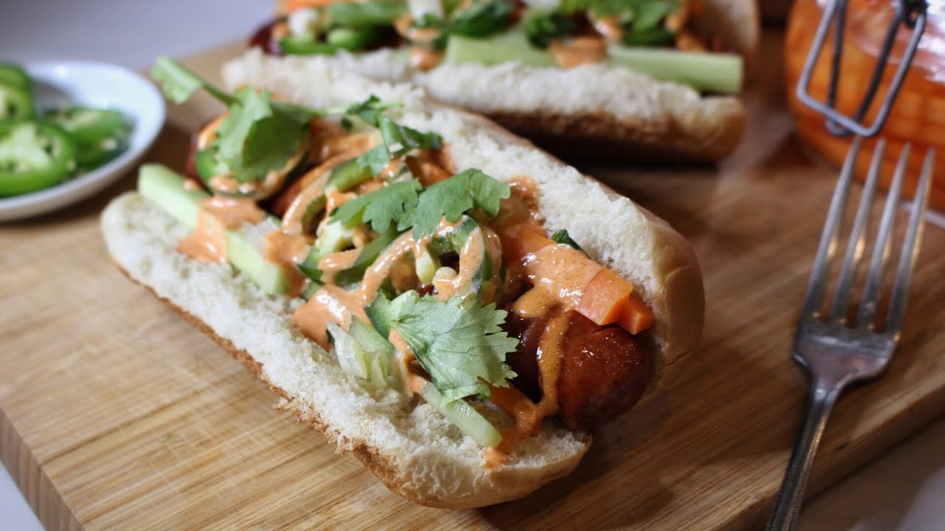 Video thumbnail for Banh Mi Spiral Cut Hot Dog Recipe