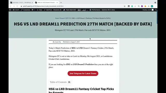Video thumbnail for HSG VS LND DREAM11 PREDICTION 27TH MATCH HSG vs LND Dream11 Team