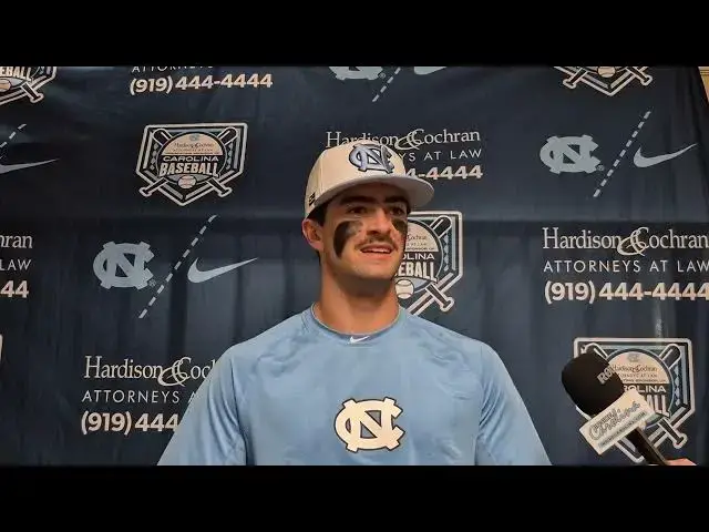 'Video thumbnail for #UNC coach Scott Forbes, third baseman Gavin Gallaher and DH Perry Hargett after Heels move to 9-0'