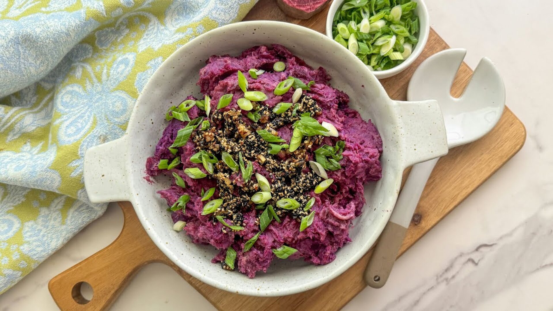 Video thumbnail for Mashed Miso Maple Purple Sweet Potatoes With Sesame Crunch Recipe