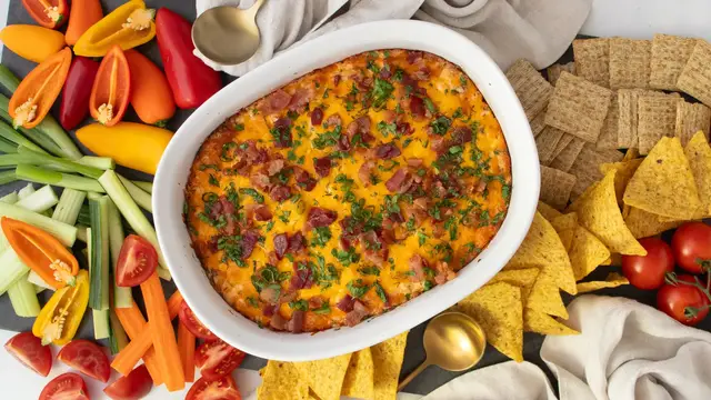 Video thumbnail for This Bubbling Chicken Bacon Ranch Dip Has One Cheesy Secret