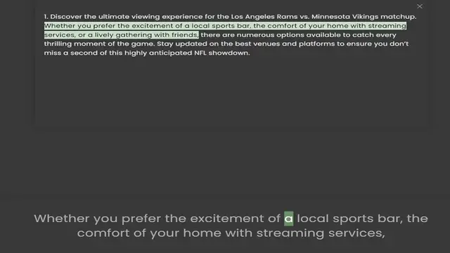 Video thumbnail for Whether you prefer the excitement of a local sports bar, the comfort of your home with streaming services, or a lively gathering with friends, there are numerous options available to catch every thrilling moment of the game. Stay upda