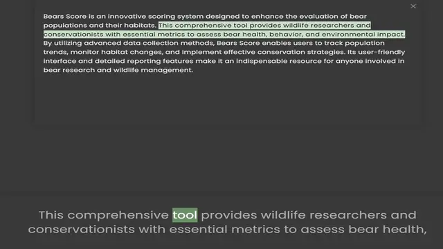 Video thumbnail for populations and their habitats. This comprehensive tool provides wildlife researchers and conservationists with essential metrics to assess bear health, behavior, and environmental impact. By utilizing advanced data collection methods, Be