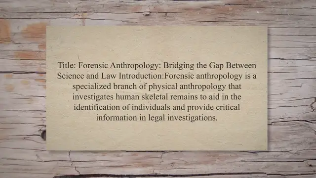 Video thumbnail for Forensic anthropology and its application in law