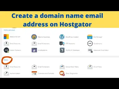 'Video thumbnail for How to create a domain name email address on Hostgator tutorial'