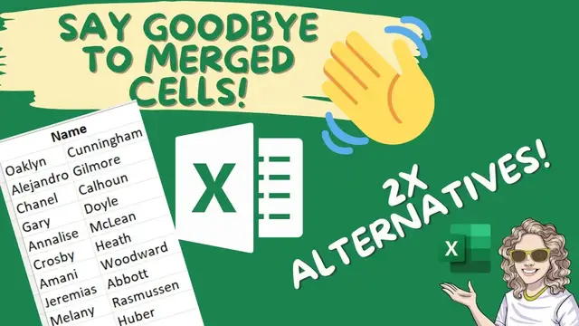 'Video thumbnail for Try these two alternatives to merging cells in Excel.  Say Goodbye to Merged Cells!'