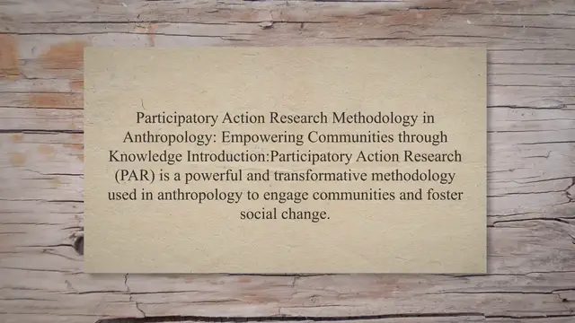 Video thumbnail for Participatory action research methodology in anthropology