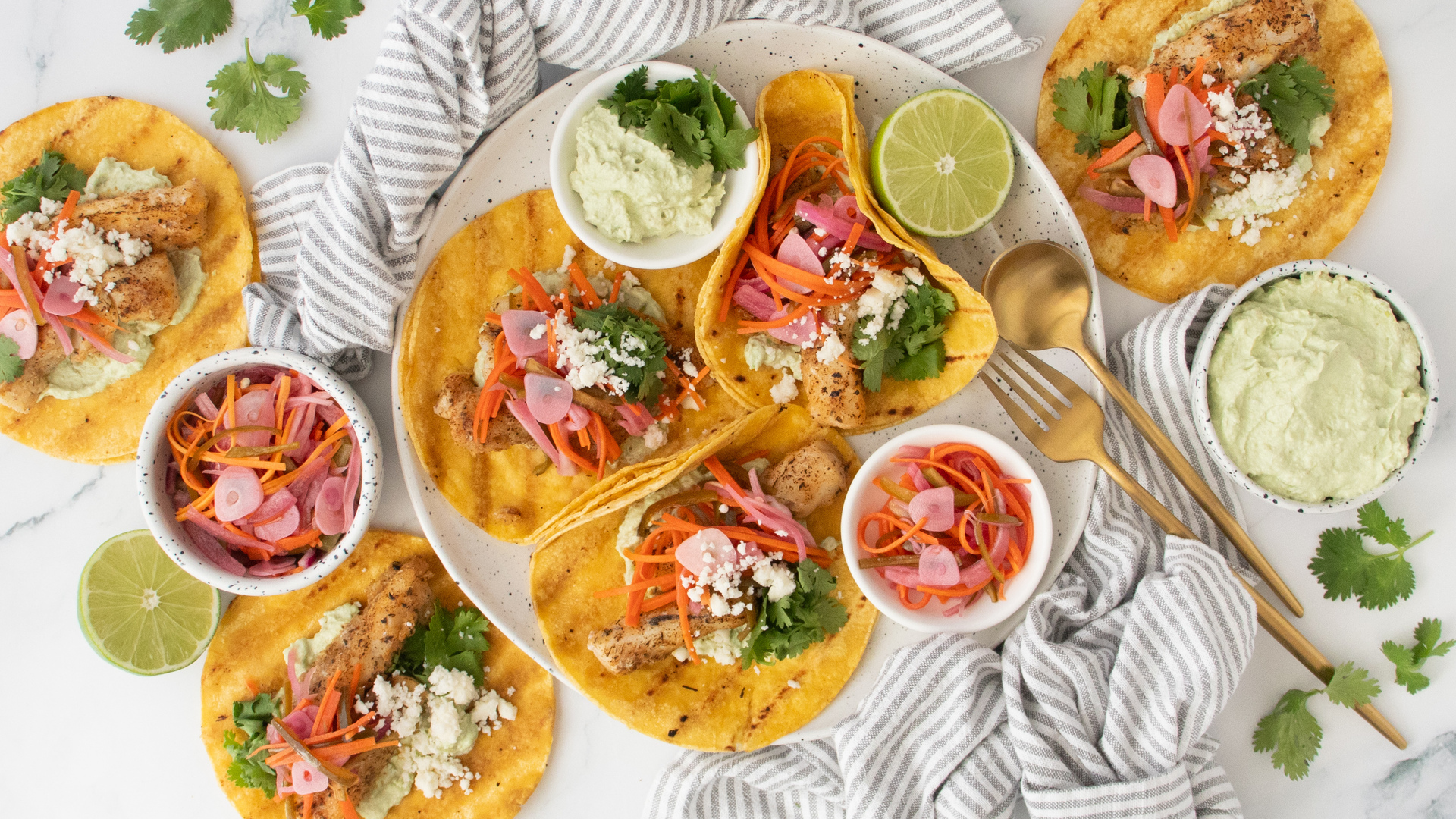 Video thumbnail for Grilled Fish Tacos With Escabeche Recipe