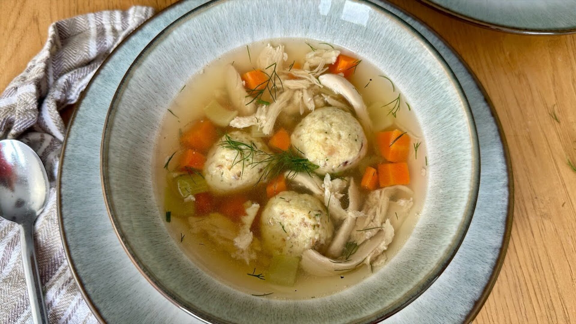 Video thumbnail for Classic Comforting Matzo Ball Soup Recipe