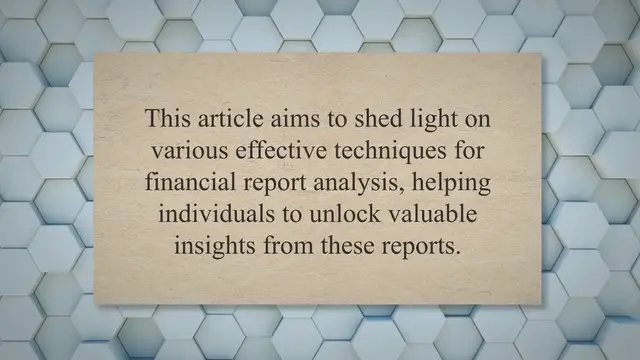 Video thumbnail for Techniques for Financial Report Analysis