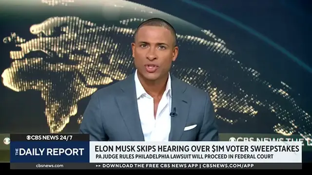 Video thumbnail for Elon Musk skips Philadelphia court hearing over $1 million voter giveaway